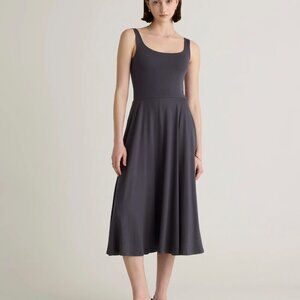 Quince Tencel Jersey Fit & Flare Midi Dress, Carbon Grey, NWT (XS, S, M, L)